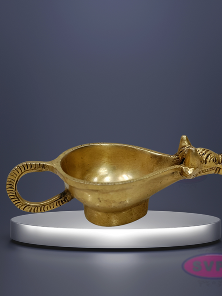 Brass Antique Nandi Diya For Puja And Decor