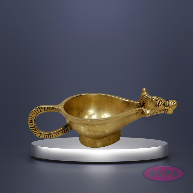 Brass Antique Nandi Diya For Puja And Decor