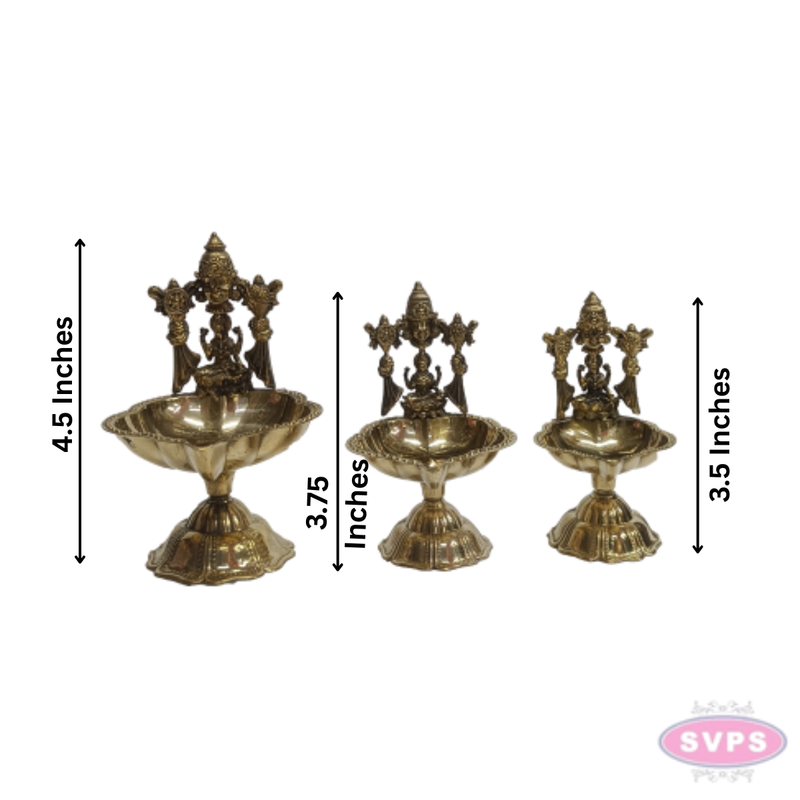 Brass Balaji Diya with Lakshmi | Traditional Pooja Oil Lamp | Lord Venkateswara & Goddess Lakshmi Deepam for Home Temple
