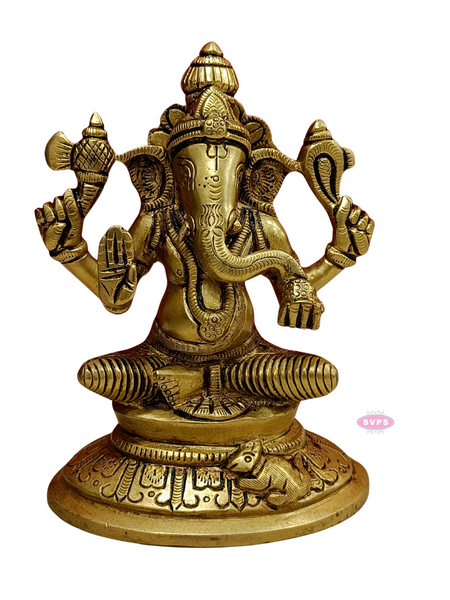 Brass Idampuri Ganesha Sittiing Idol