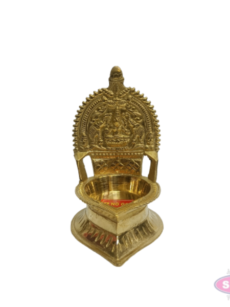 4 Inch Brass Lakshmi Deepam / Vilakku – Traditional Goddess Lakshmi Oil Lamp for Pooja