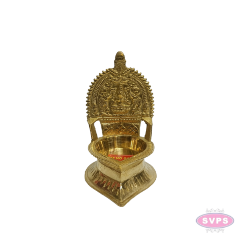 4 Inch Brass Lakshmi Deepam / Vilakku – Traditional Goddess Lakshmi Oil Lamp for Pooja