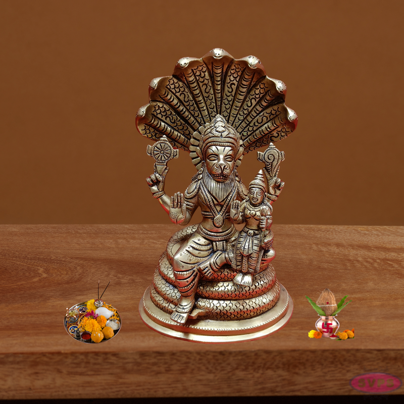 Lakshmi Narasimar Seated On Adisesha / 25 Cms / Home/ Temple