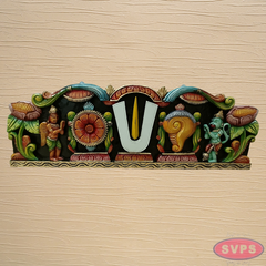Wooden Carverd Vadakalai Tiruman With Garudan Hanuman Multicolour Wall Hanging