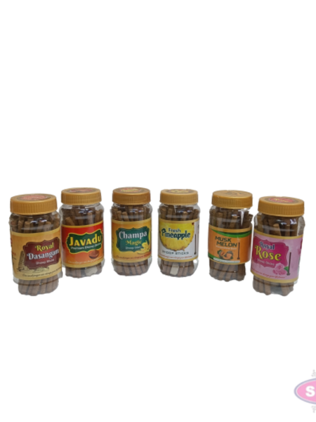 Premium Dhoop Sticks 6 Fragrance – Royal Dasangam, Javadu, Champa, Pineapple, Musk Melon & Rose