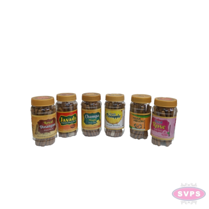 Premium Dhoop Sticks 6 Fragrance – Royal Dasangam, Javadu, Champa, Pineapple, Musk Melon & Rose