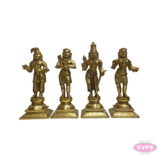 Brass Nalvar Statue Set | Appar, Sundarar, Manikkavasagar & Sambandar | Set of 4 Nayanmar Idols for Pooja Room