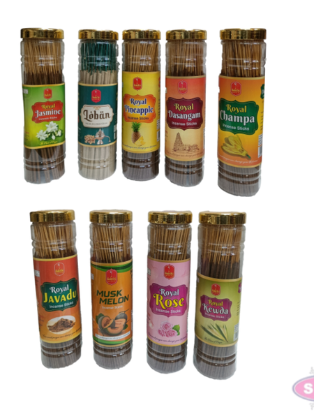 Premium 9 Fragrance Incense Sticks  – Jasmine, Loban, Pineapple, Dasangam, Champa, Javadu, Musk Melon, Rose & Kewda | Pooja & Home Fragrance