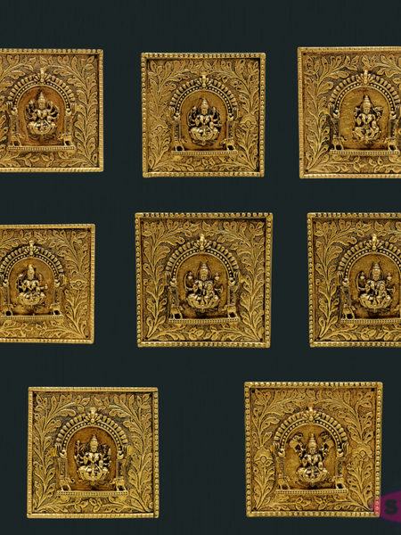 Antique Finish Brass Ashtalakshmi Wall Hanging Plaques – Set of 8