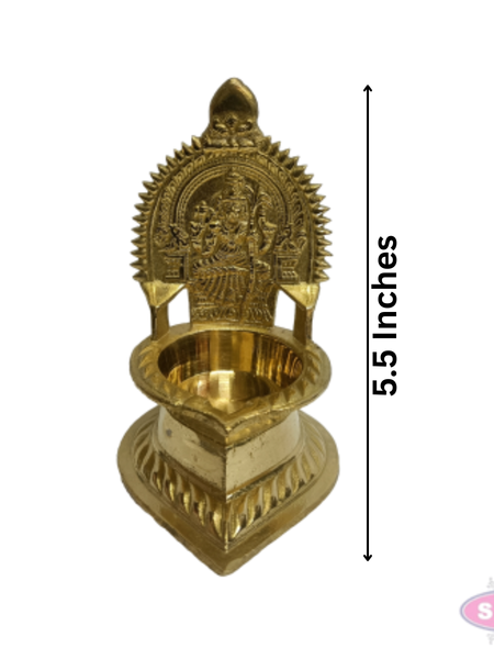 Brass Kamakshi Amman Vilakku / Deepam – Traditional Goddess Lakshmi Pooja Oil Lamp