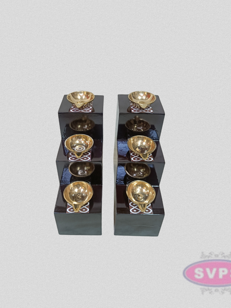 Premium Wooden Deep Stand | 3 Step Kolam Design Diya Display for Pooja