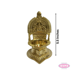 Brass Gaja Lakshmi Deepam / Vilakku – 5.5 Inch Traditional Goddess Lakshmi Oil Lamp