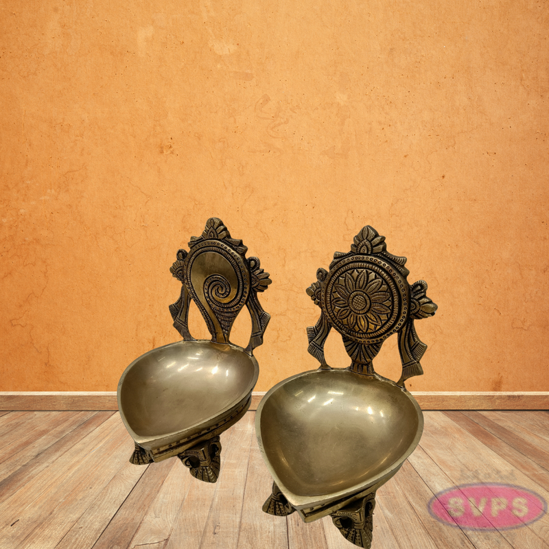 Brass Sankh Chakra Diya For Puja And Decor