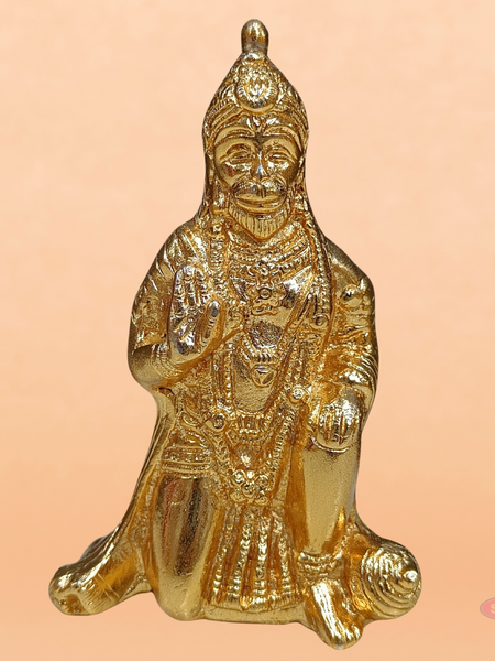 Brass Hanuman Idol Gold Plated