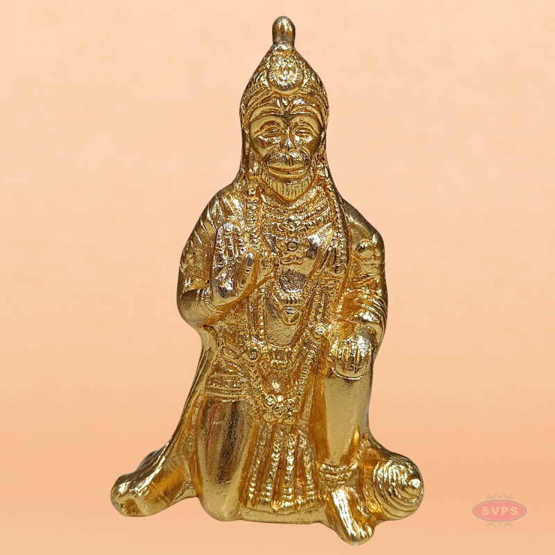 Brass Hanuman Idol Gold Plated