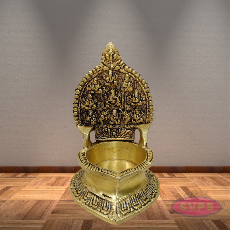 Brass Ashtalakshmi Ganesha Kamakshi Lamp