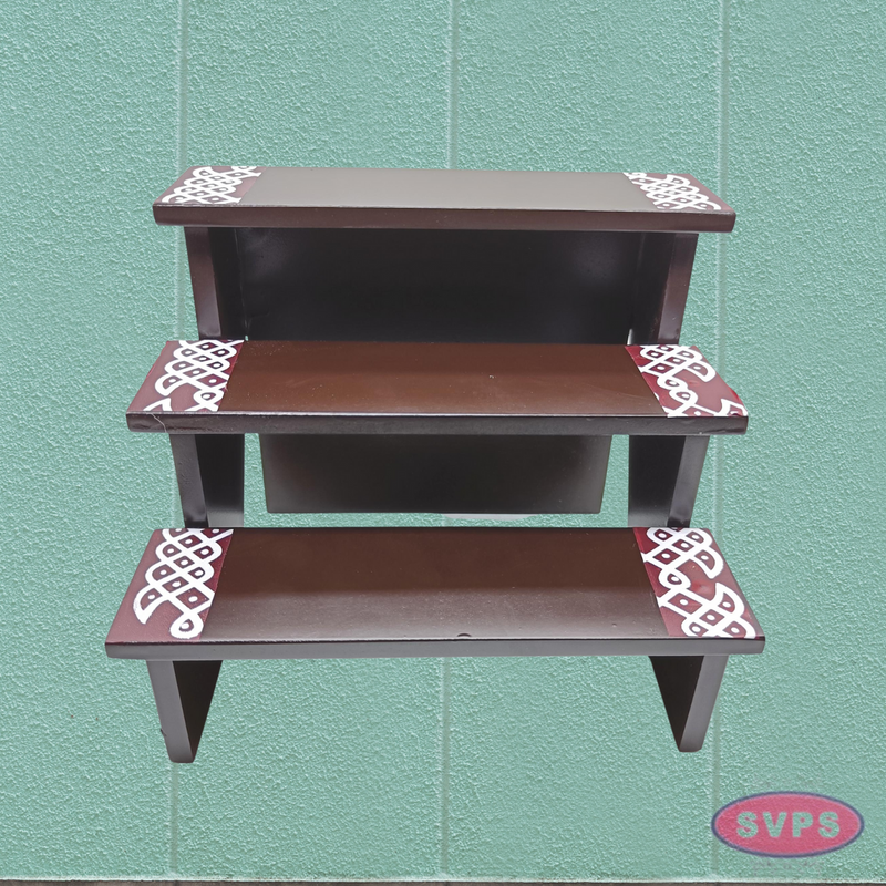 Wooden Step Deity Stand With Gap - 2 Variants