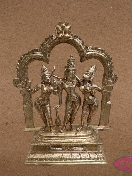 Panchalogham Perumal Sridevi Bhoodevi Idol – Antique Finish Home Décor