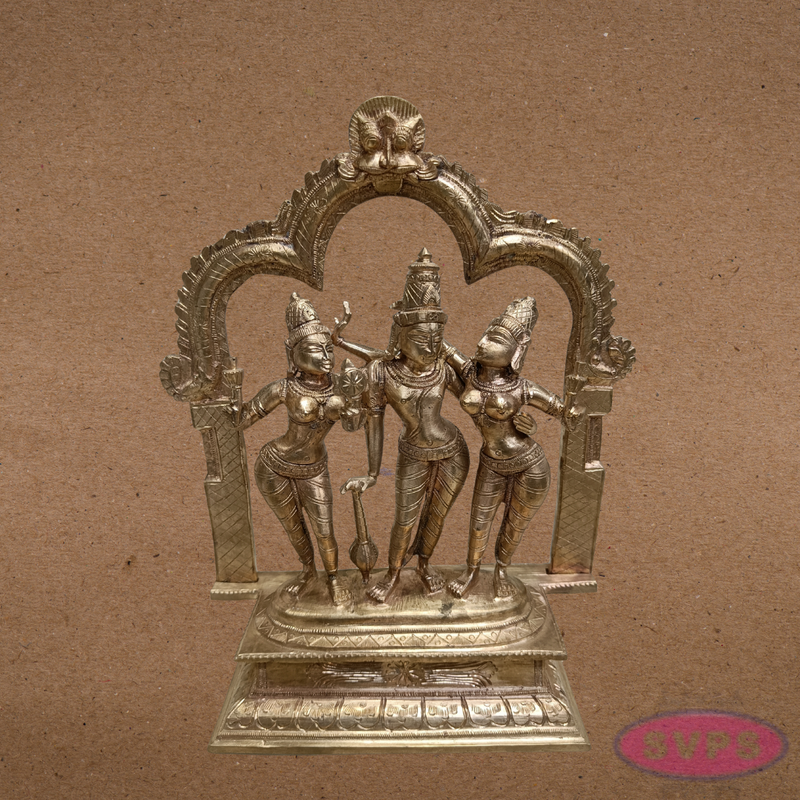 Panchalogham Perumal Sridevi Bhoodevi Idol – Antique Finish Home Décor