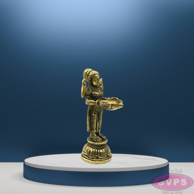 Brass Paavai Vilakku / Deepa Lakshmi Statue For Pooja / 2 Pieces