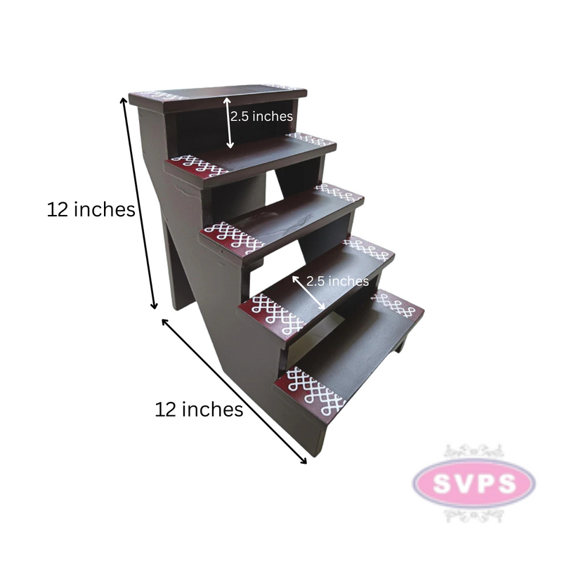 Wooden Step Deity Stand With Gap - 2 Variants