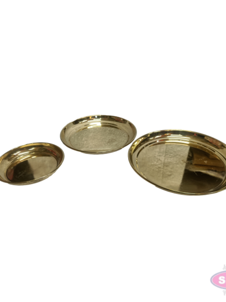 Brass Pooja Plate – Traditional Round Puja Thali for Daily Worship, Aarti & Offerings