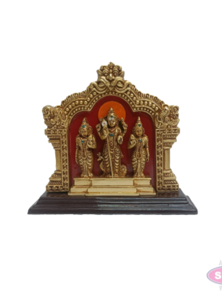 Murugan with Valli & Deivanai Gold Finish Idol | Decorative Pooja Room Statue