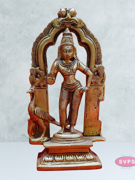 Brass Antique Mayil Murugan With Tiruvachi