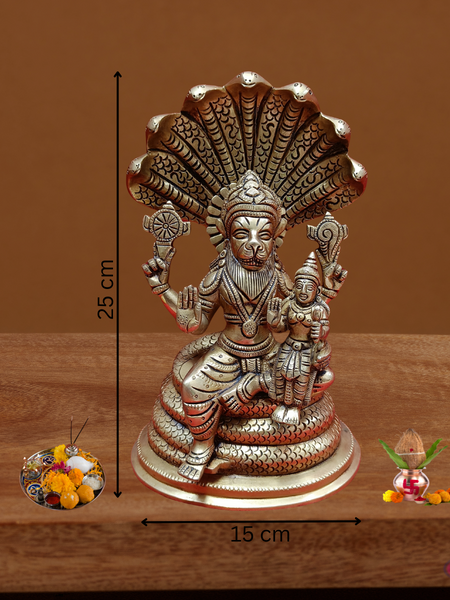 Lakshmi Narasimar Seated On Adisesha / 25 Cms / Home/ Temple