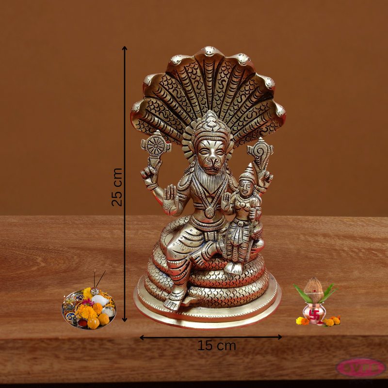 Lakshmi Narasimar Seated On Adisesha / 25 Cms / Home/ Temple