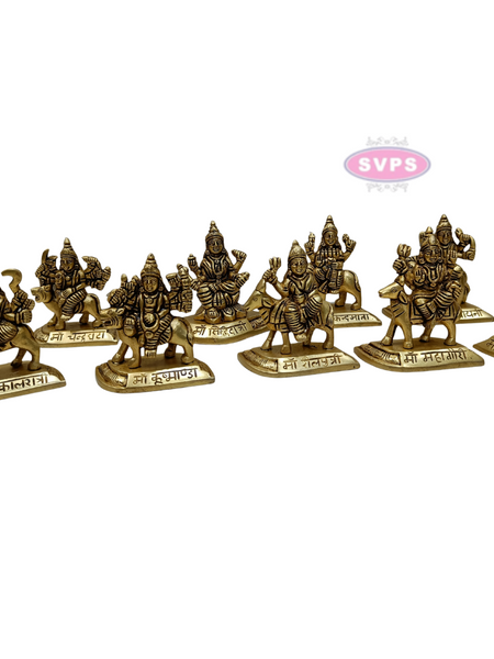 Brass Nava Durga Set Of 9 Idols For Altar And Puja