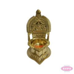 Brass Gaja Lakshmi Deepam / Vilakku – 5.5 Inch Traditional Goddess Lakshmi Oil Lamp