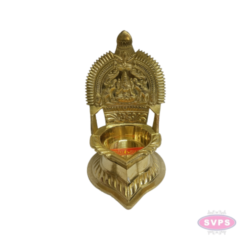 Brass Gaja Lakshmi Deepam / Vilakku – 5.5 Inch Traditional Goddess Lakshmi Oil Lamp