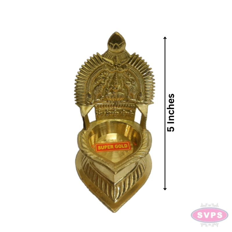 Brass Lakshmi Diya / Vilakku – 5 Inch Pooja Lamp for Festivals & Daily Worship