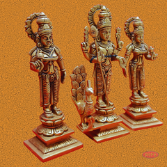 Brass Antique Murugan Valli Deivanai Set Idol