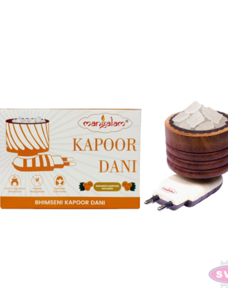 Electric Camphor Burner with Wooden Holder | Bhimseni Camphor Diffuser for Pooja, Home & Temple