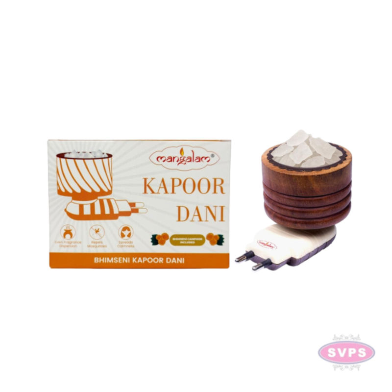 Electric Camphor Burner with Wooden Holder | Bhimseni Camphor Diffuser for Pooja, Home & Temple