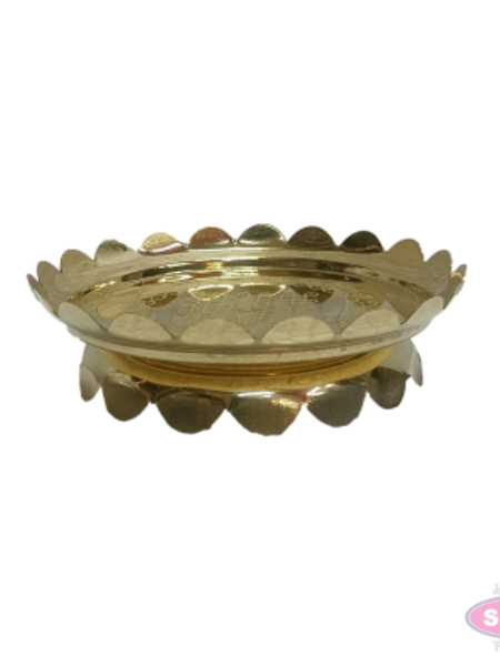 Brass Peacock Lotus Kolam Stand | Decorative Brass Lotus Stand for Pooja Room, Home Temple & Office | 5 Inch