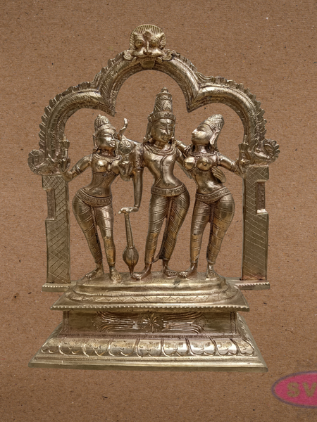 Panchalogham Perumal Sridevi Bhoodevi Idol – Antique Finish Home Décor