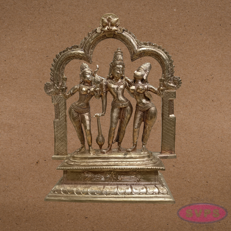 Panchalogham Perumal Sridevi Bhoodevi Idol – Antique Finish Home Décor