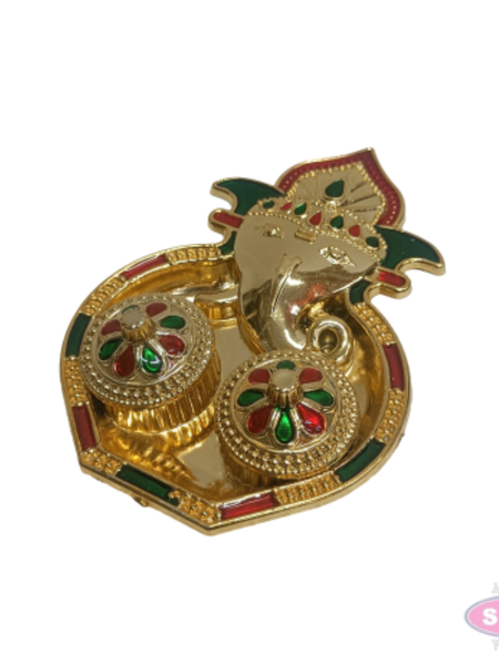 Golden Kankawati Kumkum Holder (Pack of 6) | Decorative Pooja Chawal & Haldi Container for Return Gifts