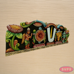 Wooden Carverd Vadakalai Tiruman With Garudan Hanuman Multicolour Wall Hanging