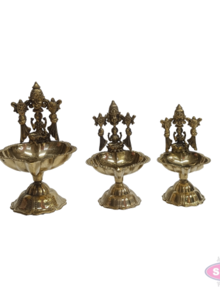 Brass Balaji Diya with Lakshmi | Traditional Pooja Oil Lamp | Lord Venkateswara & Goddess Lakshmi Deepam for Home Temple