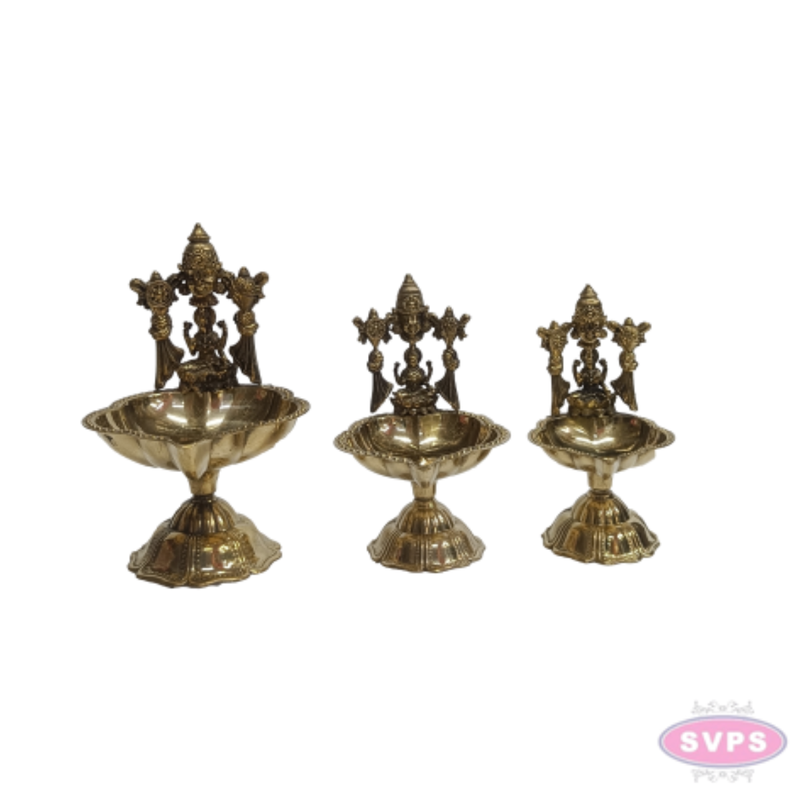 Brass Balaji Diya with Lakshmi | Traditional Pooja Oil Lamp | Lord Venkateswara & Goddess Lakshmi Deepam for Home Temple