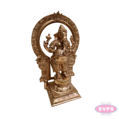 Antique Finish Brass Lord Ganesha Idol with Decorative Arch – 13 Inch