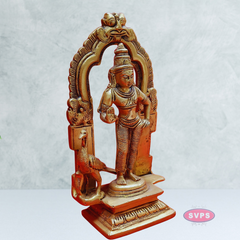 Brass Antique Mayil Murugan With Tiruvachi