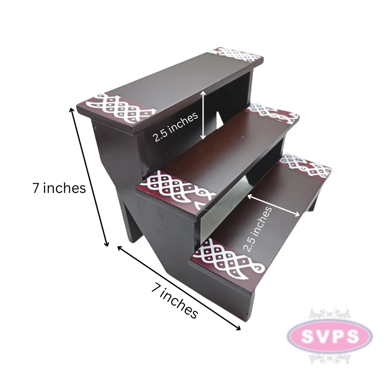 Wooden Step Deity Stand With Gap - 2 Variants