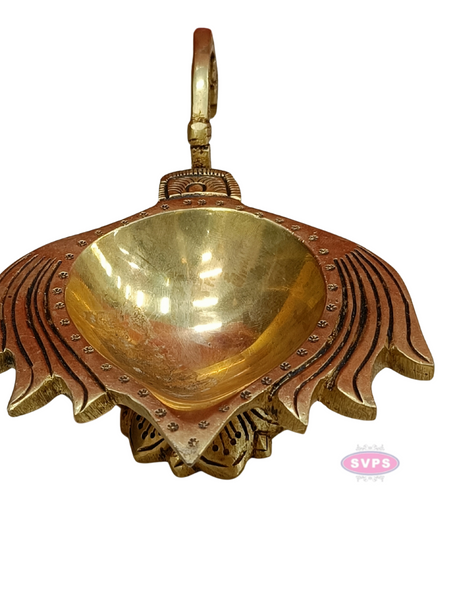 Brass Antique Lotus Diya For Puja And Decor