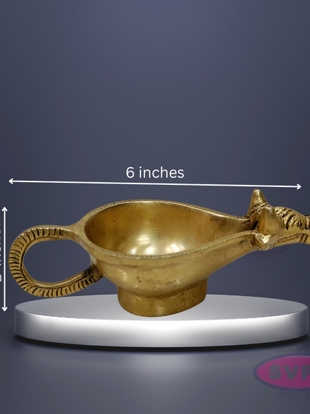 Brass Antique Nandi Diya For Puja And Decor
