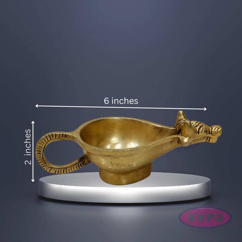 Brass Antique Nandi Diya For Puja And Decor